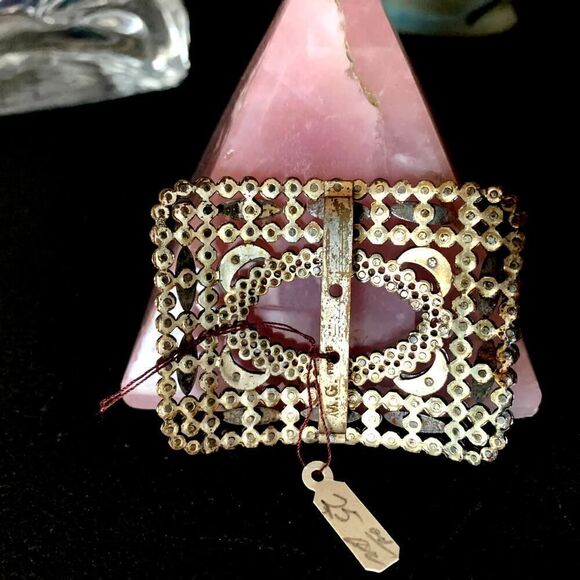 MG faceted Steel Buckle, Vintage, Stamped - Picture 3 of 5